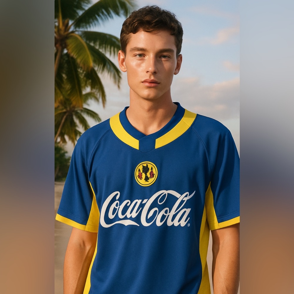 Club America Aguilas Coca Cola & Corona Soccer Jersey size M